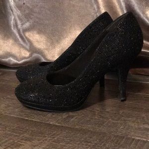 Black crystal high heels